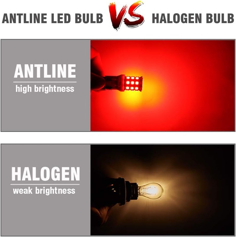 Antline 3157 3156 3057 4157 3056 LED Bulbs Brilliant Red, 12-24V Super Bright 800 Lumens Replacement for Tail Brake Lights, Turn Signal Lights, Parking Light (Pack of 4) - Image 3